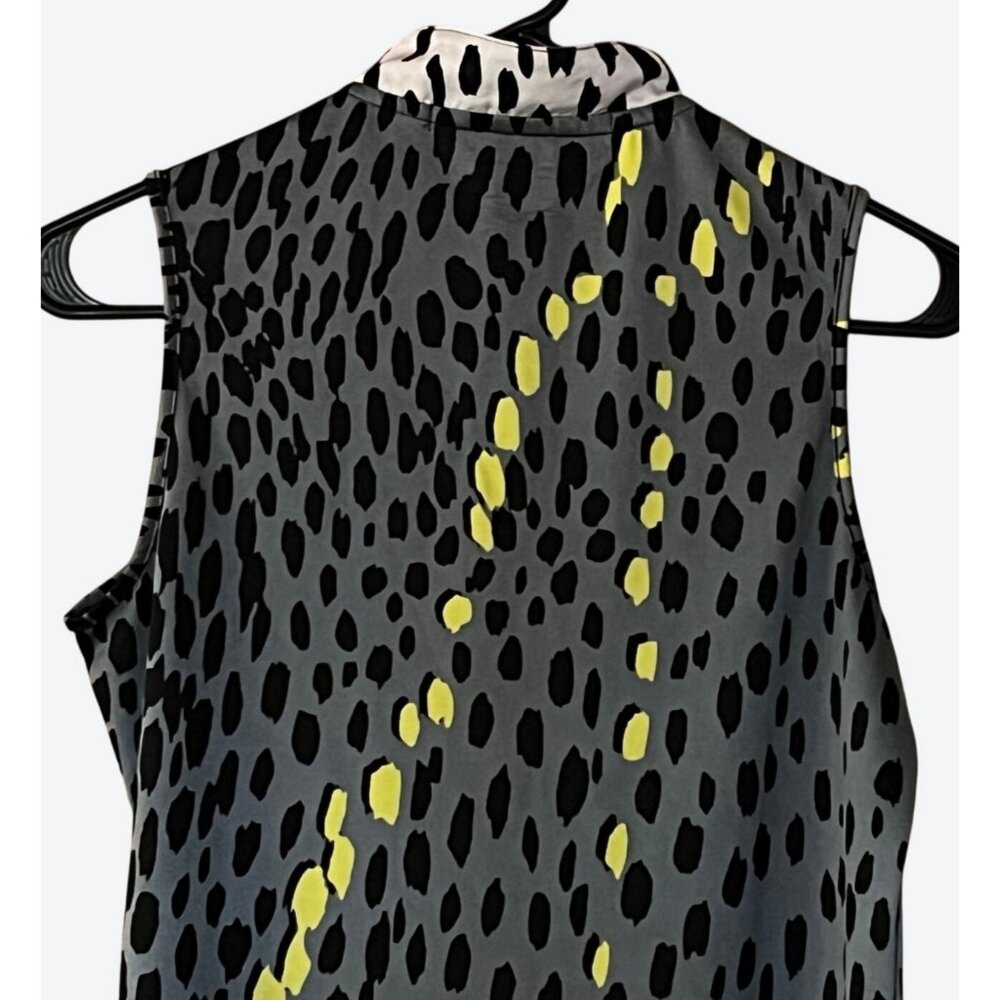 Jamie Sadock Women's XS 1/4 Zip Sleeveless Golf Top Gray, Black Yellow Geometric - Picture 4 of 5